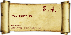 Pap Ambrus névjegykártya